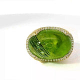 Edler Designerring in 14 Karat Gelbgold mit Peridot & Brillanten
