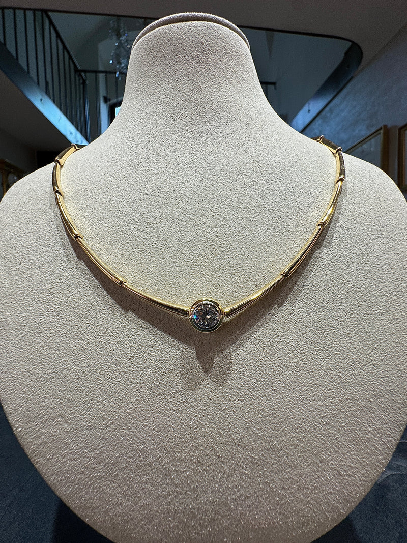 Seltenes Vintage-Collier in 18 Karat Gelbgold mit 1,07 Karat Brillant