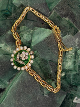 Vintage-Armband in 14 Karat (585) um 1900 mit Diamanten, Emaille & Perlen