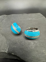 Exklusive 18 Karat Weißgold-Kreolen mit Türkis & Brillanten