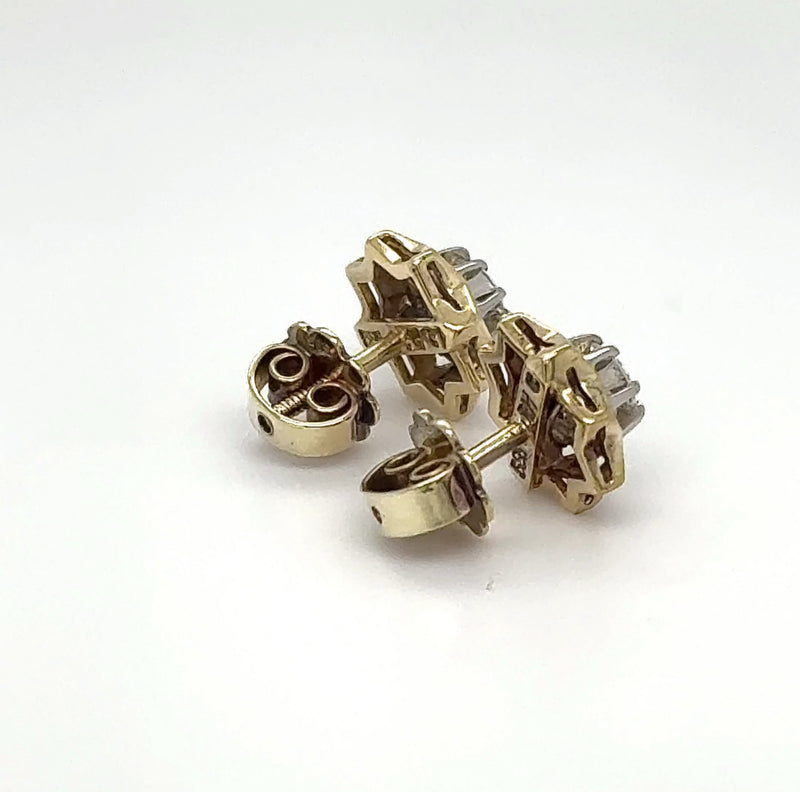 Stilvolle Ohrstecker in 14 Karat (585) Gelb-und Weißgold mit feinen Brillanten