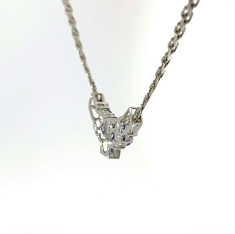 Elegantes Collier in 14 Karat Weißgold mit feinen Tansaniten & Brillanten