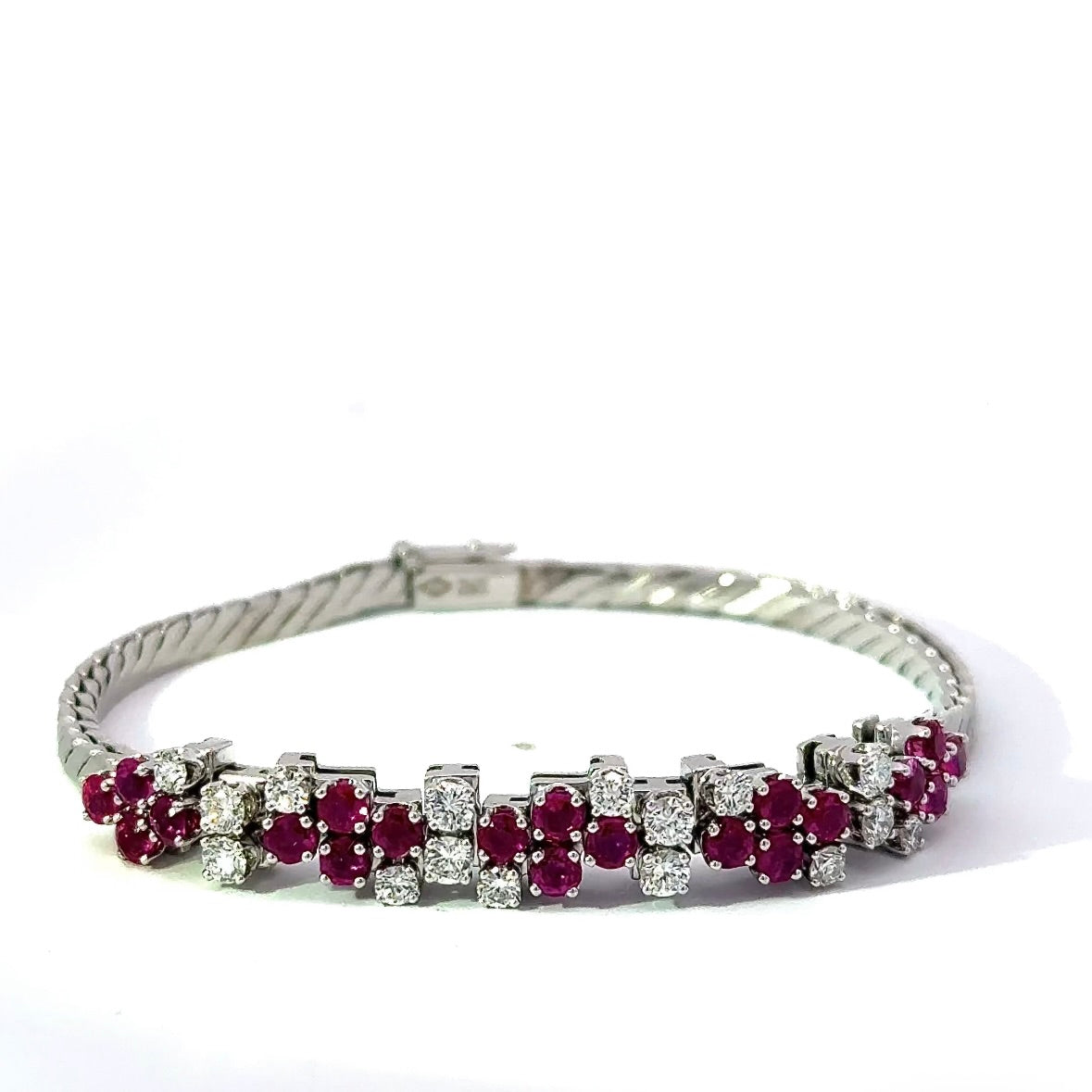Hochwertiges Armband in 18 Karat Weißgold mit Rubinen & Brillanten