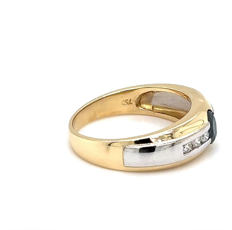 Edler Bicolor Ring in 18 Karat Gold mit feinen Saphir & Brillanten - Handarbeit