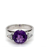 Edler Amethyst Ring in 18 Karat Weißgold mit feinen Trillanten - Handarbeit