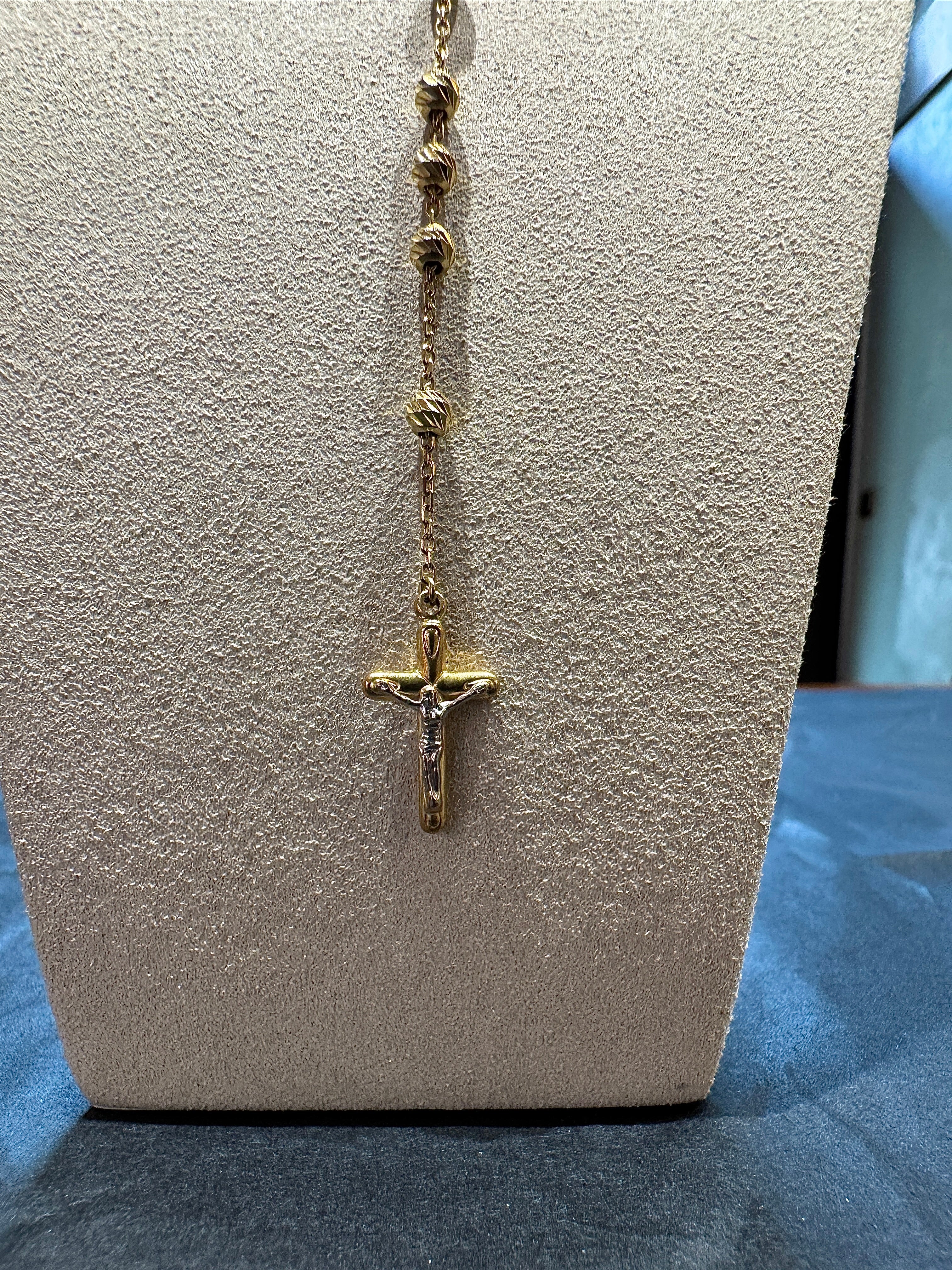 Zeitloser Rosenkranz in 14 Karat (585) Gelbgold mit Madonna & Jesus