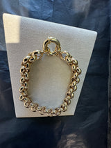 Modernes Erbsketten Armband in 14 Karat Gelbgold mit großen Federring