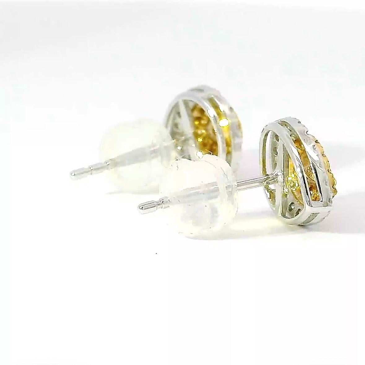 Moderne Brillantstecker in 18 Karat Gelb- und Weißgold mit Fancy Yellow Brillanten