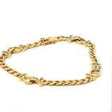 Ausgefallenes Panzerketten-Armband in 18 Karat Gelbgold mit Brillanten