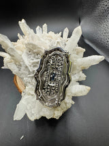 Beeindruckende Brosche in 14 Karat Weißgold mit Saphir & Diamanten