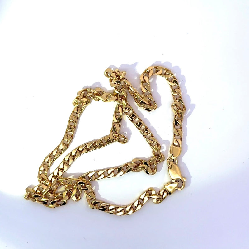 Massive & kantige Panzerkette in 18 Karat (750) Gelbgold mit Karabiner