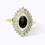 Vintage-Ring in 14 Karat Gelb- und Weißgold mit Saphir und Diamanten