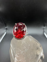 Beeindruckender Ring & Anhänger in 14 Karat Weißgold mit Rubellit & Brillanten