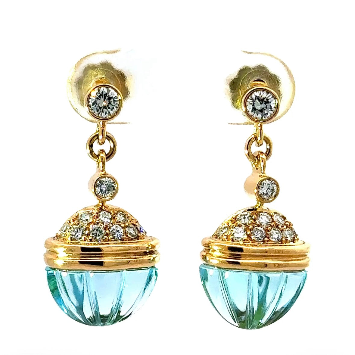 Edle Ohrringe in 18 Karat Gelbgold mit Topas & hochfeinen Brillanten von Lüth Bijoux