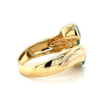 Besonderer Toi et Moi Ring in 18 Karat Gelbgold mit blauen Topas