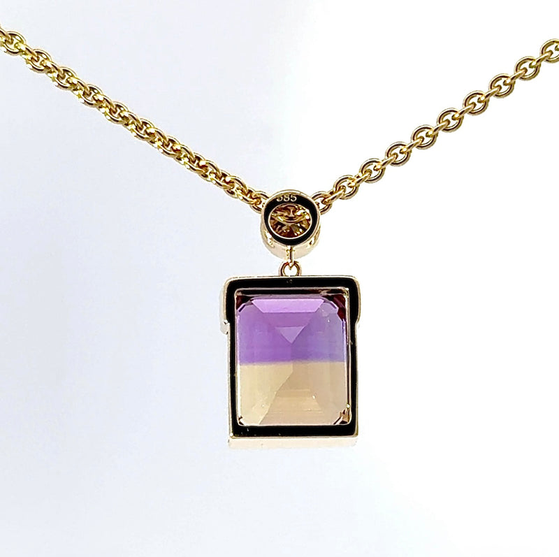 Moderner Ametrin Anhänger in 14 Karat Gelbgold mit Fancy Brillant