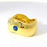 Eleganter Ring in 18 Karat Gelbgold mit Saphiren & Brillanten