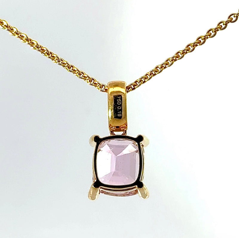 Steinbetonter Anhänger in 14 Karat Gelbgold mit rosa Kunzit & Brillanten