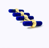 Manschettenknöpfe in 18 Karat Gelbgold – Edelsteineinsätze aus Onyx, Lapis Lazuli & Malachit