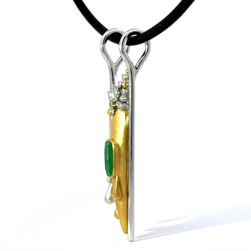 Einmaliger Anhänger in 18 Karat Weißgold & 900er Gelbgold mit Smaragd & Brillanten