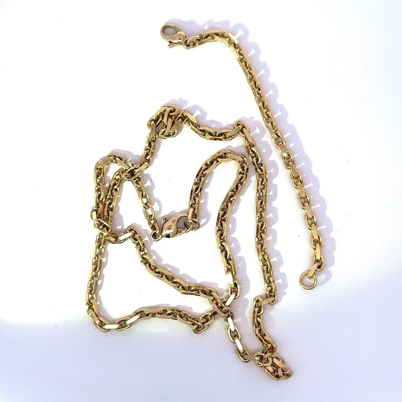 Massive Diamantierte Ankerkette in 14 Karat Gelbgold mit Verlängerungskette