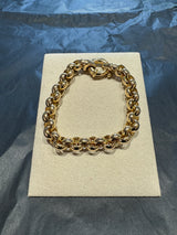 Massives Erbsketten-Armband in 14 Karat (585) Gelbgold mit Federring