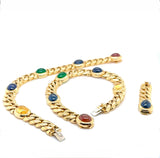 Einmaliges Collier / Armband in 18 Karat Gelbgold mit Saphiren & Smaragden