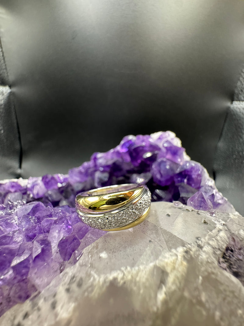 Eleganter Bicolor Ring in 14 Karat (585) Gelb & Weißgold mit Brillanten