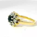 Zeitloser Ring in 14 Karat Gelb-& Weißgold mit blauem Saphir & Brillanten