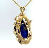 Einmaliger Anhänger/Brosche in 14 Karat Gelbgold mit Lapis Lazuli & Brillanten