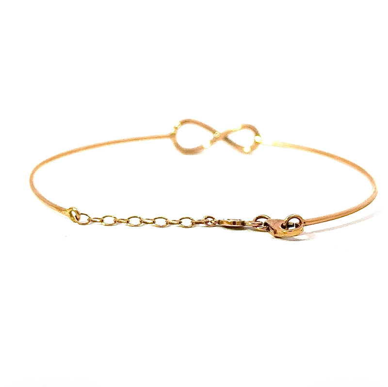 Zierlicher Armreif in 18 Karat warmem Roségold mit Unendlichkeitszeichen