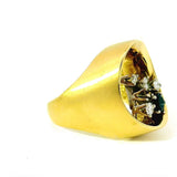 Handgefertigter Ring in 18 Karat Gelbgold mit Brillanten & Saphir