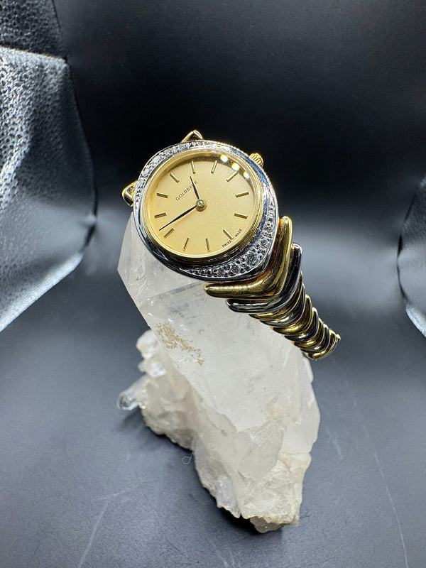 Ausgefallene Goldbaur-Uhr in 18 Karat Gelb- & Weißgold – mit Brillanten