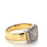 Handgefertigter Bicolor Ring mit feinen Brillanten & Princess Cut