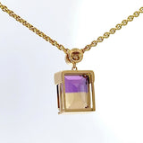 Moderner Ametrin Anhänger in 14 Karat Gelbgold mit Fancy Brillant
