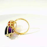 Moderner Cocktailring in 14 Karat Gelbgold mit feinen Brillanten, Amethyst & Citrin