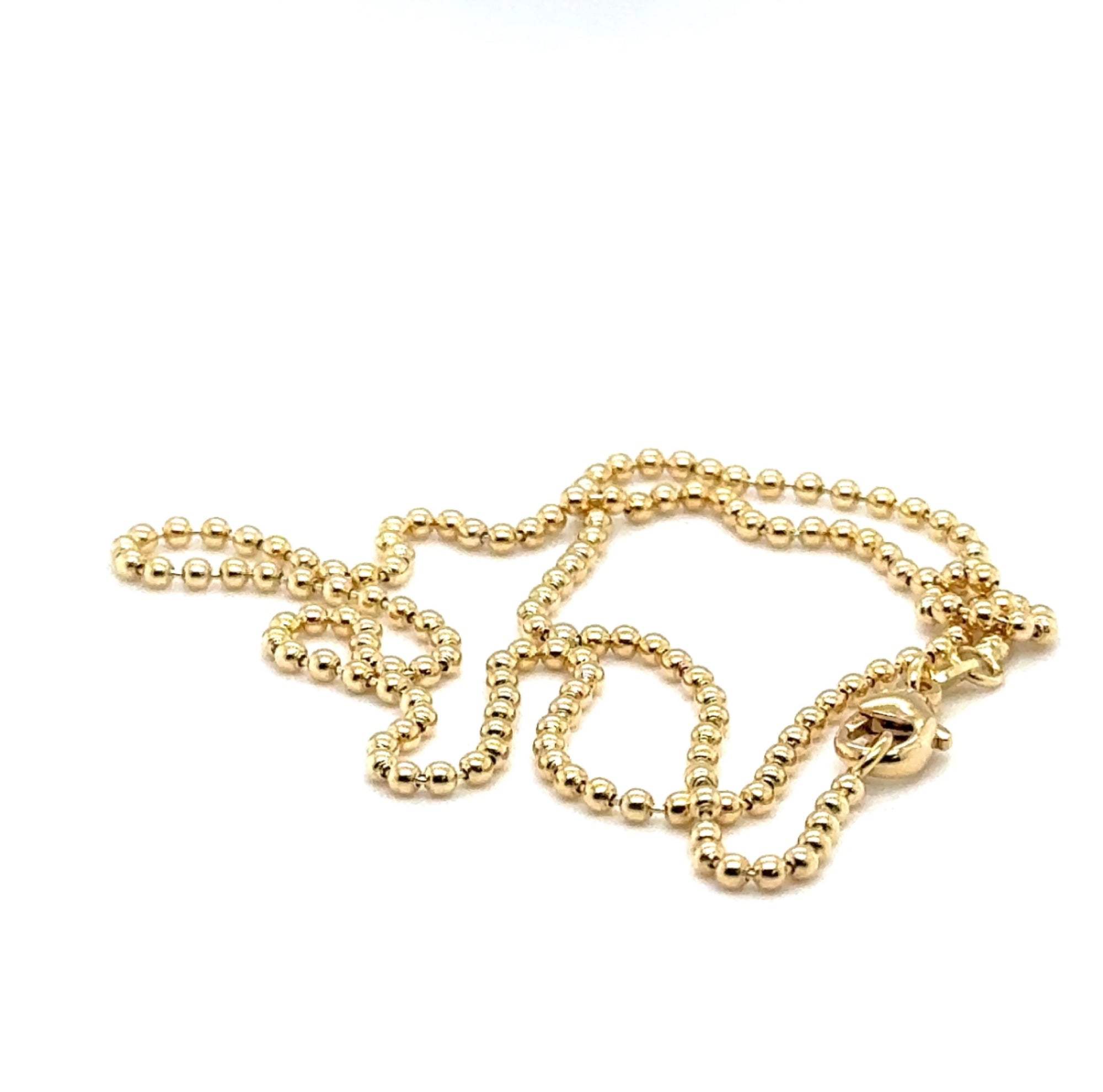 Elegant Bead Chain in 14 Karat Yellow Gold with Carabiner Clasp