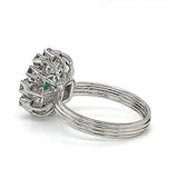 High-quality white gold ring in 18 carat with very fine diamonds and emerald - handmade