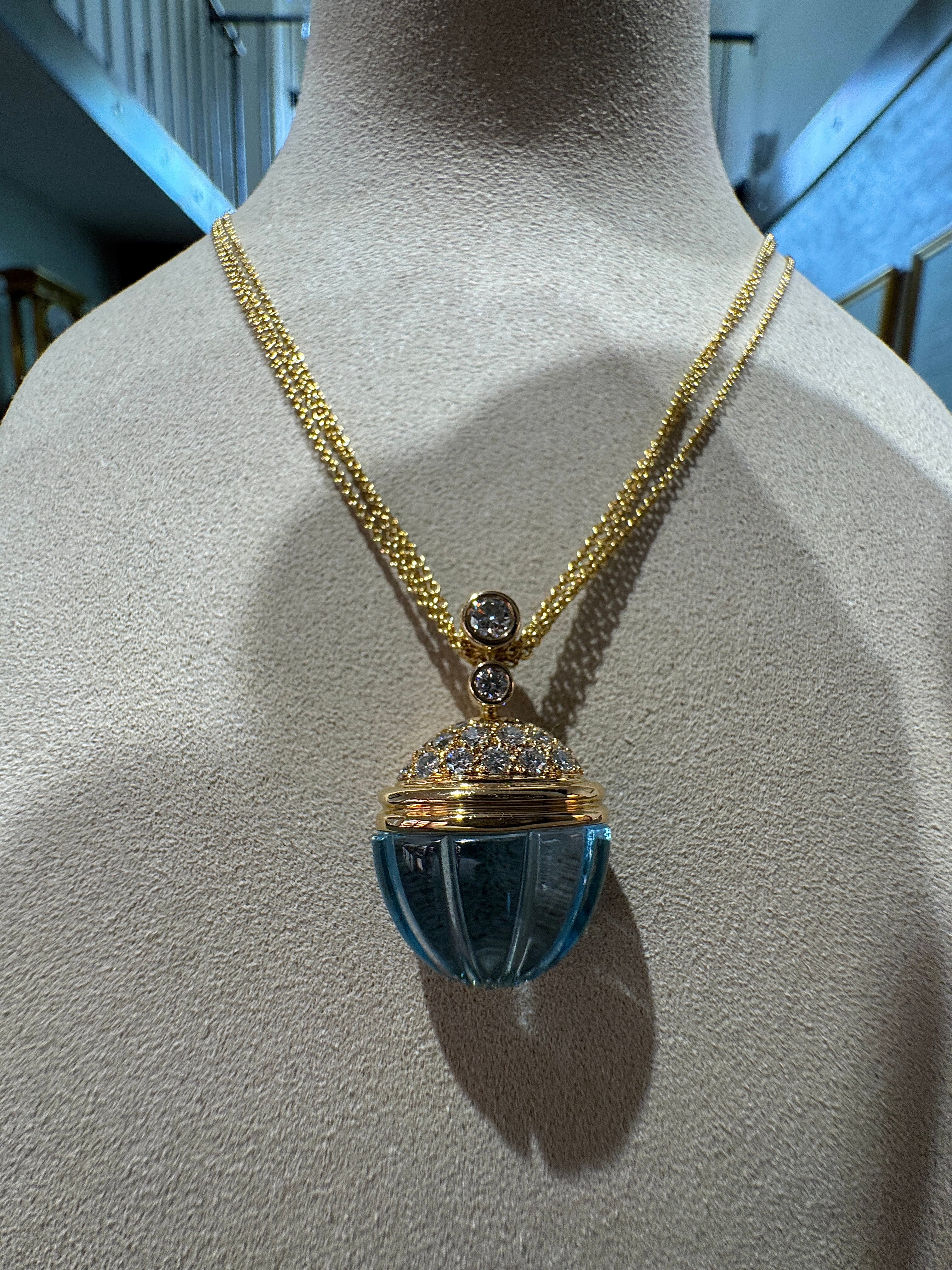 Eleganter Anhänger in 18 Karat Gelbgold mit Topas & Brillanten von Lüth Bijoux