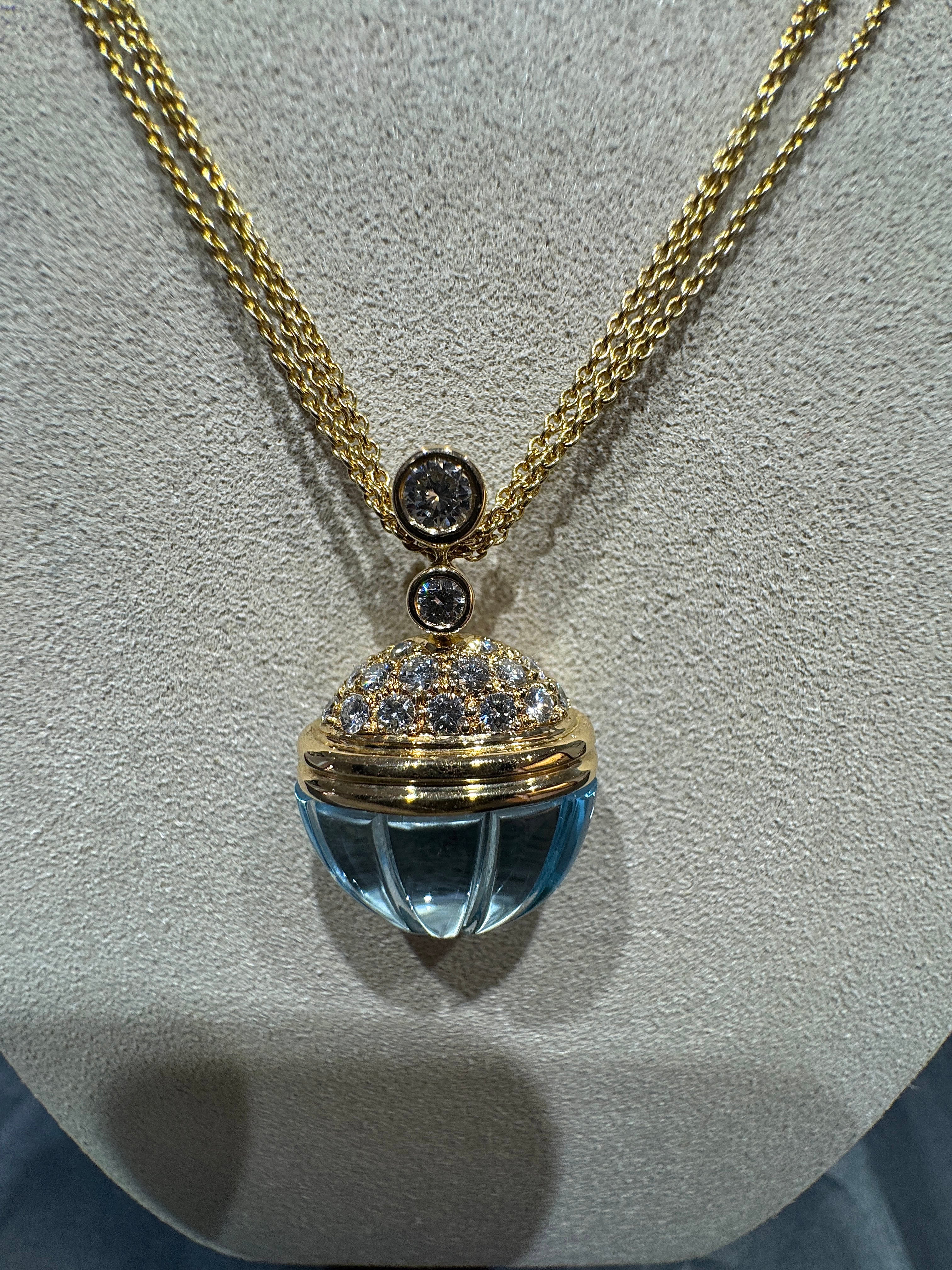 Eleganter Anhänger in 18 Karat Gelbgold mit Topas & Brillanten von Lüth Bijoux