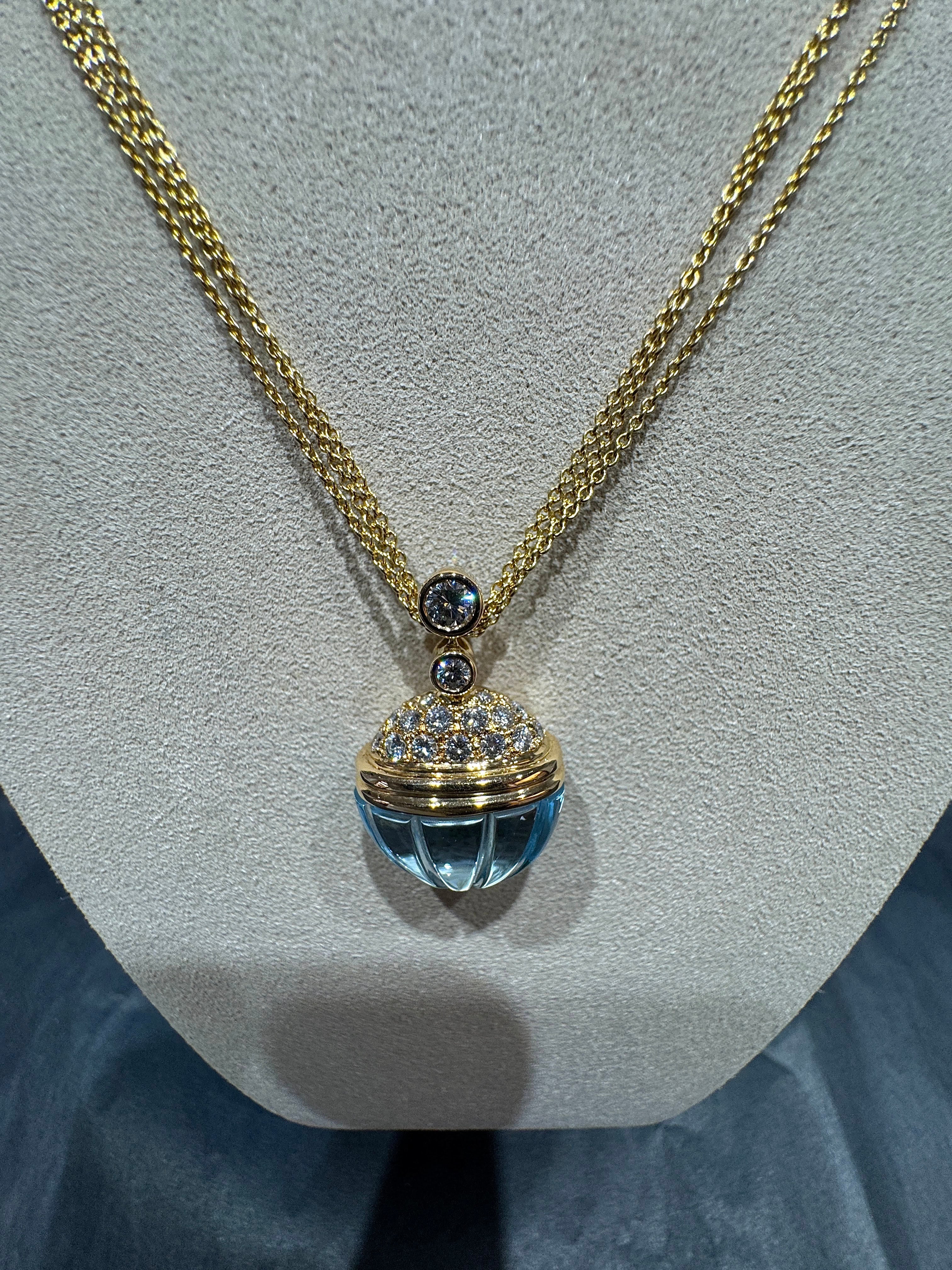 Eleganter Anhänger in 18 Karat Gelbgold mit Topas & Brillanten von Lüth Bijoux