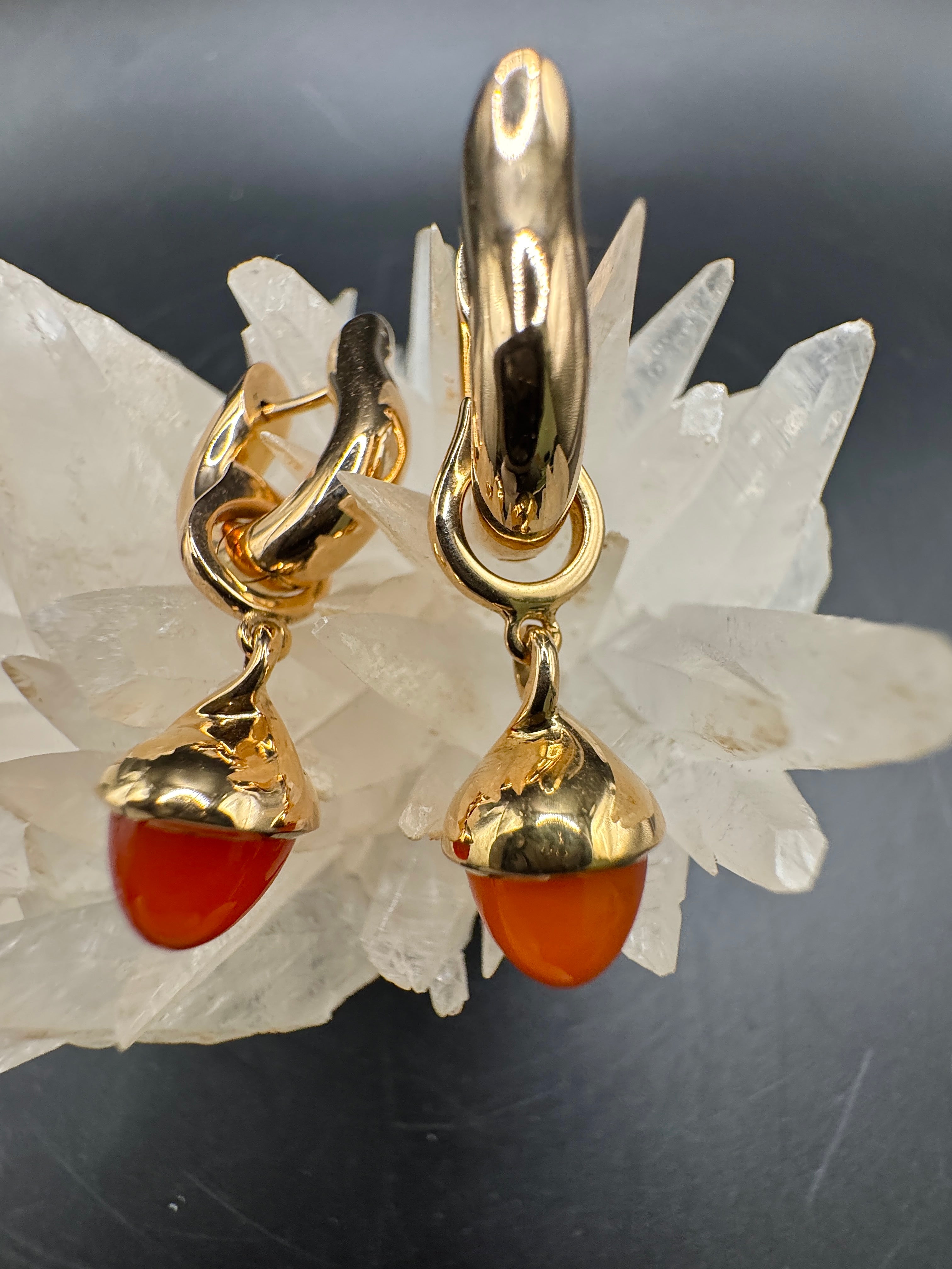 Tamara Comolli Signature Hoop Ohrringe in 18 Karat Roségold mit Karneol-Einhängern