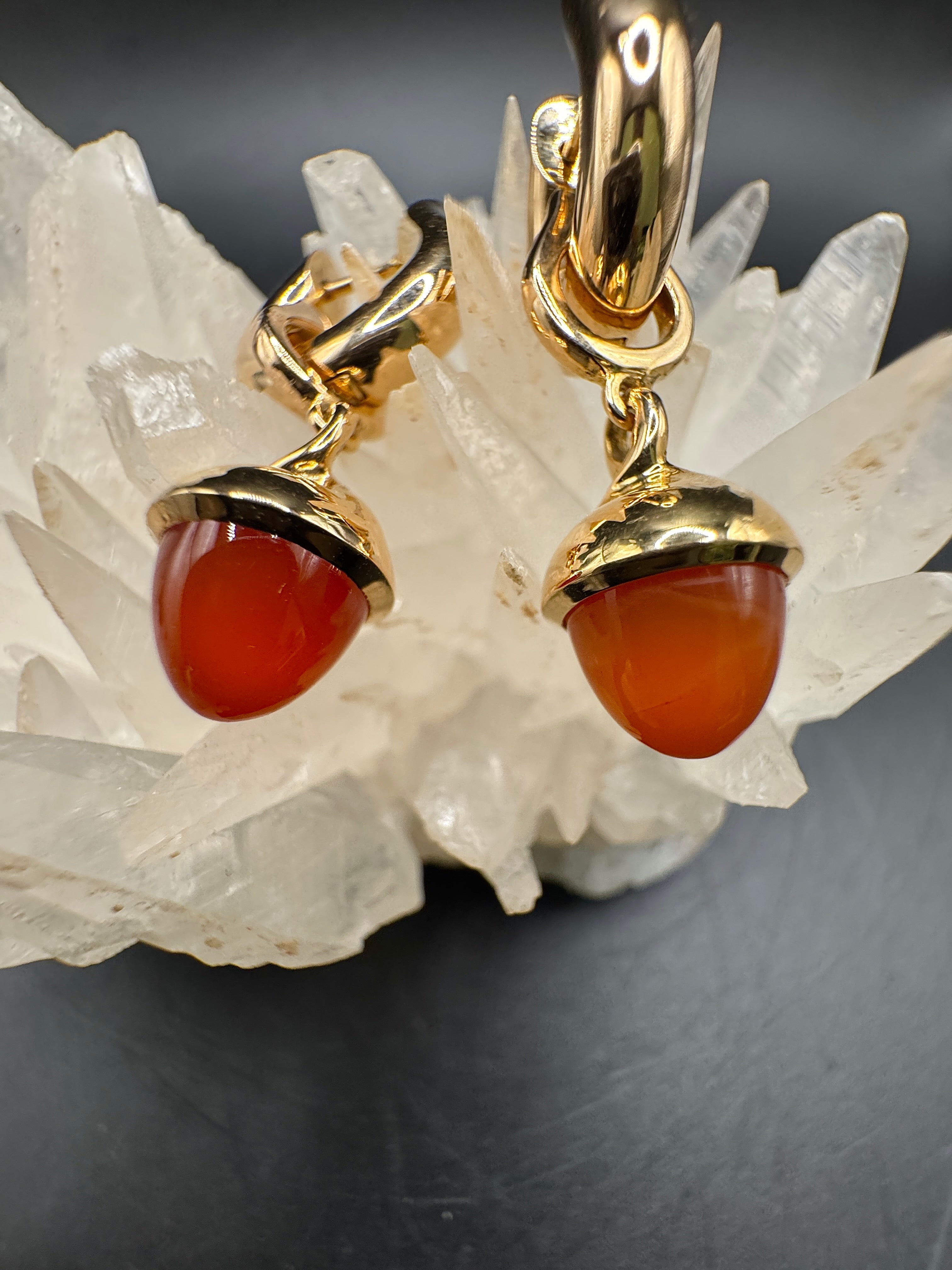 Tamara Comolli Signature Hoop Ohrringe in 18 Karat Roségold mit Karneol-Einhängern