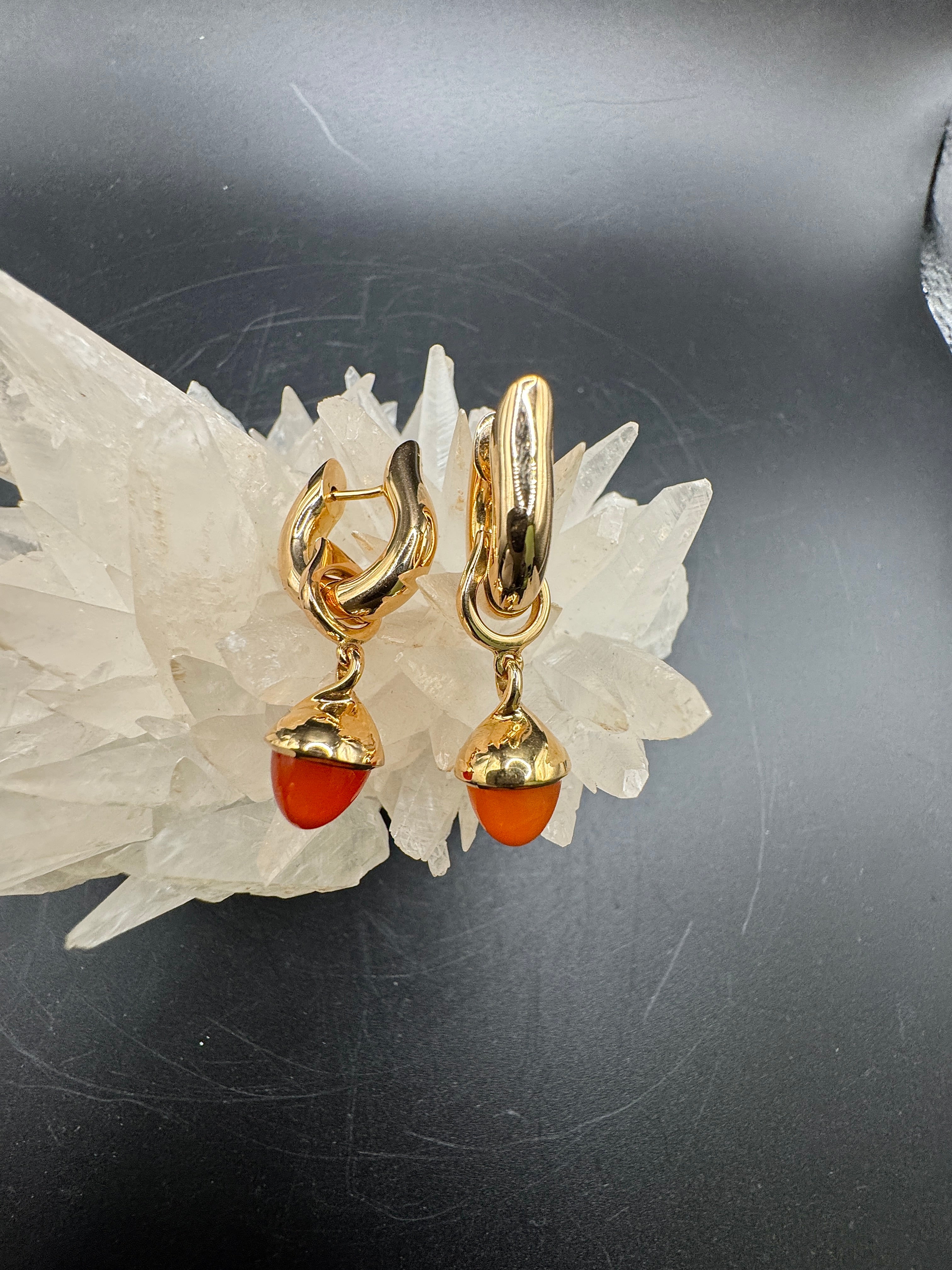 Tamara Comolli Signature Hoop Ohrringe in 18 Karat Roségold mit Karneol-Einhängern