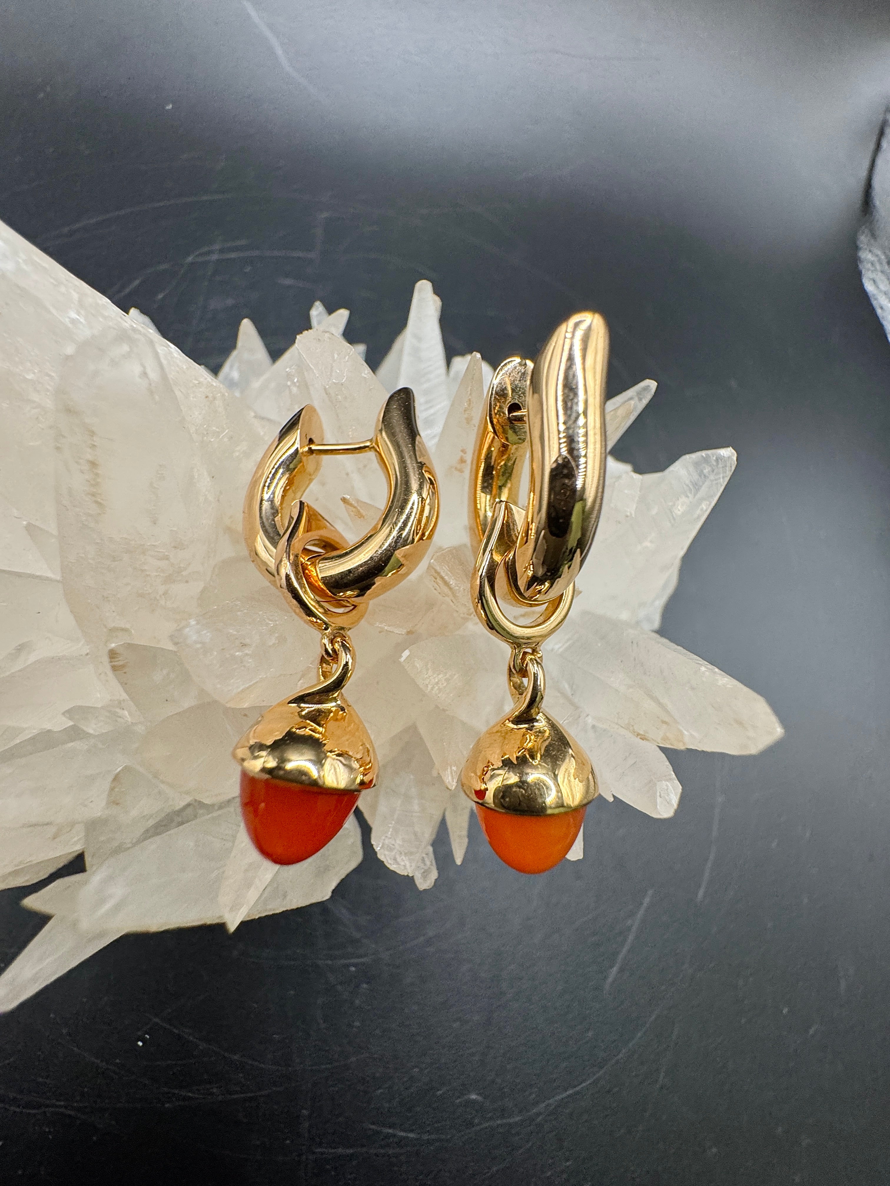 Tamara Comolli Signature Hoop Ohrringe in 18 Karat Roségold mit Karneol-Einhängern