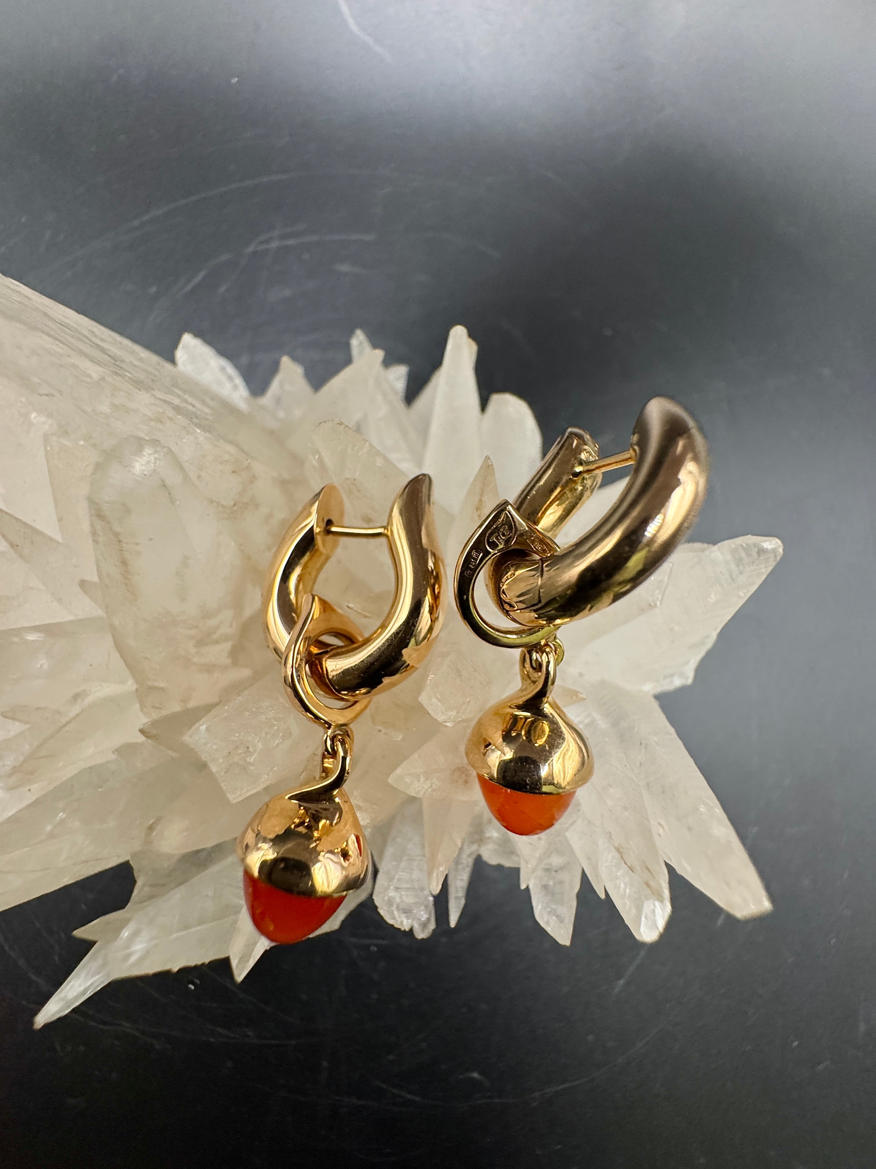 Tamara Comolli Signature Hoop Ohrringe in 18 Karat Roségold mit Karneol-Einhängern