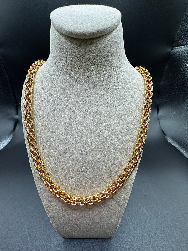 Elegante Zopf Halskette in 14 Karat Gelbgold mit Karabiner