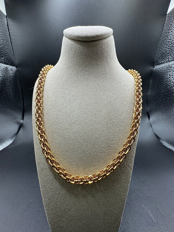 Elegante Zopf Halskette in 14 Karat Gelbgold mit Karabiner