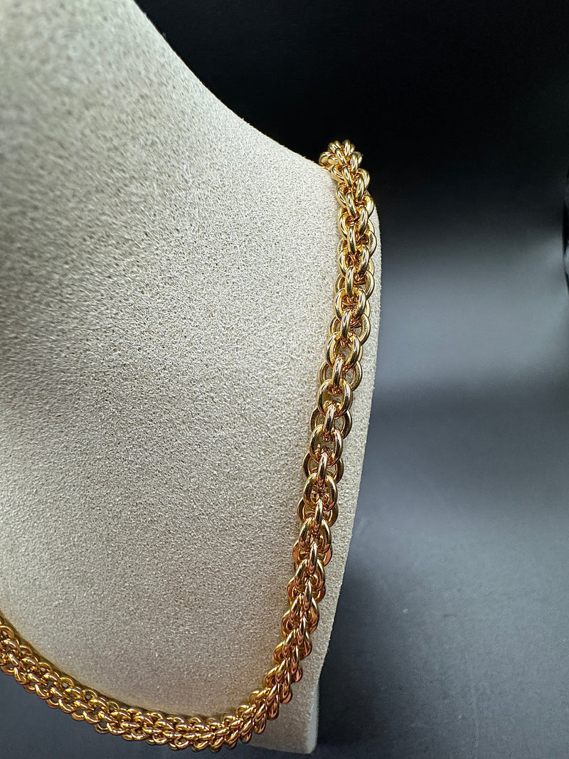 Elegante Zopf Halskette in 14 Karat Gelbgold mit Karabiner