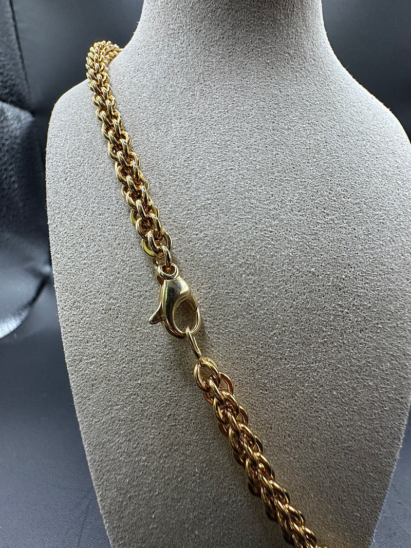 Elegante Zopf Halskette in 14 Karat Gelbgold mit Karabiner